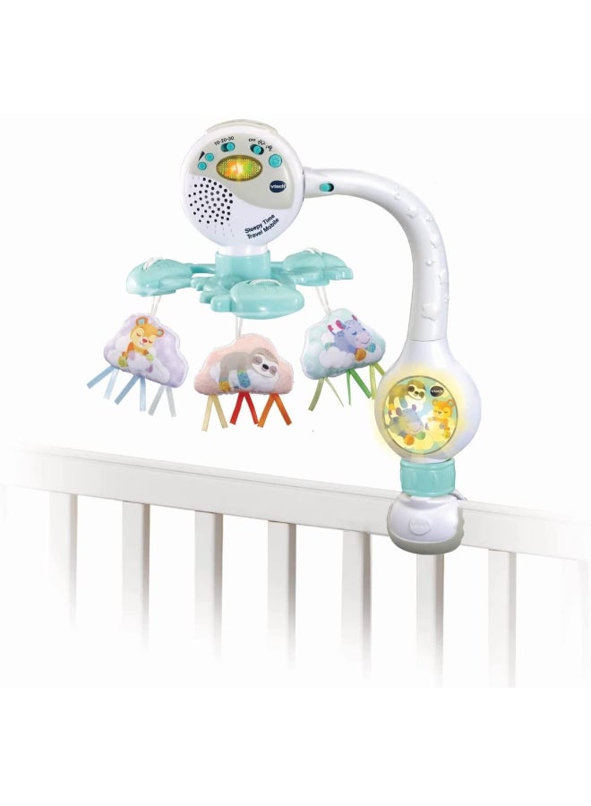 vtech BABY TRAVEL MOBILE SET: A wonderful mobile for babies on the go! This baby cot mobile comes with soft twirling animal clouds, a glow light and soothing music, designed to calm baby into a peaceful slumber wherever they may be. - Image 1