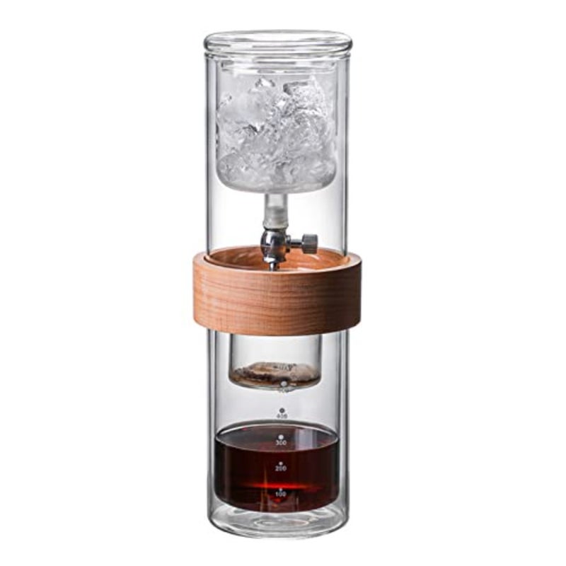Cold brew coffee machine for home and office use, stainless steel filter, adjustable drip rate, 450ml capacity, silver - Image 1