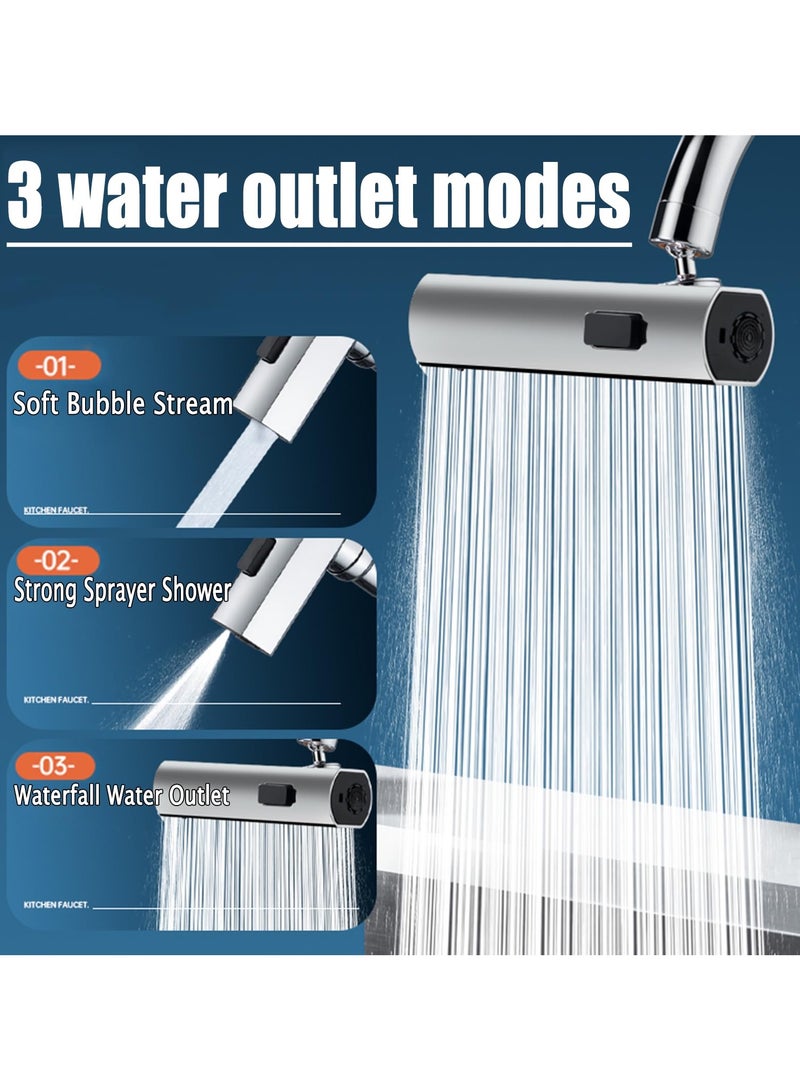 SYOSI Waterfall Kitchen Faucet, 360 Swivel Multifunctional Sink Sprayer Adapter with Faucet Filter, Extender for Sink, Easy Installation, Faucet Replacement Accessories - Image 3