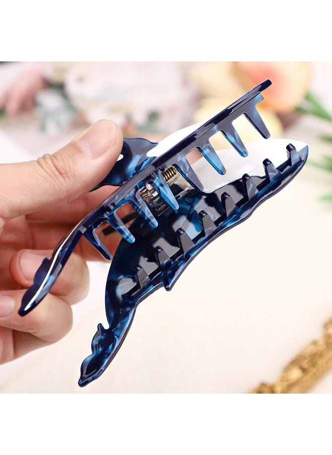 Noverlife Blue Whale Hair Clip Unique Whale Hair Claw Clip Fashion Hair Catch Barrette Hair Jaw Clamp Elegant Cellulose Acetate Hair Clip Ocean Animal Hair Accessory For Woman Thick & Thin Hair  - Image 3