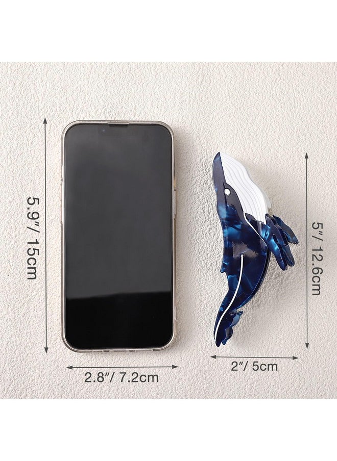 Noverlife Blue Whale Hair Clip Unique Whale Hair Claw Clip Fashion Hair Catch Barrette Hair Jaw Clamp Elegant Cellulose Acetate Hair Clip Ocean Animal Hair Accessory For Woman Thick & Thin Hair  - Image 2