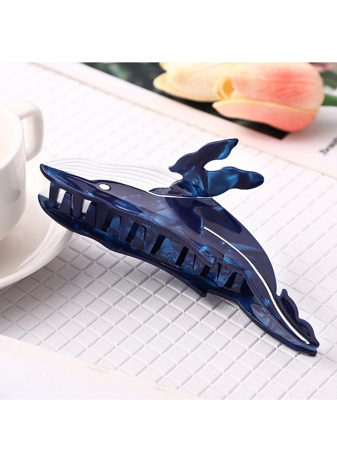 Noverlife Blue Whale Hair Clip Unique Whale Hair Claw Clip Fashion Hair Catch Barrette Hair Jaw Clamp Elegant Cellulose Acetate Hair Clip Ocean Animal Hair Accessory For Woman Thick & Thin Hair  - Image 5