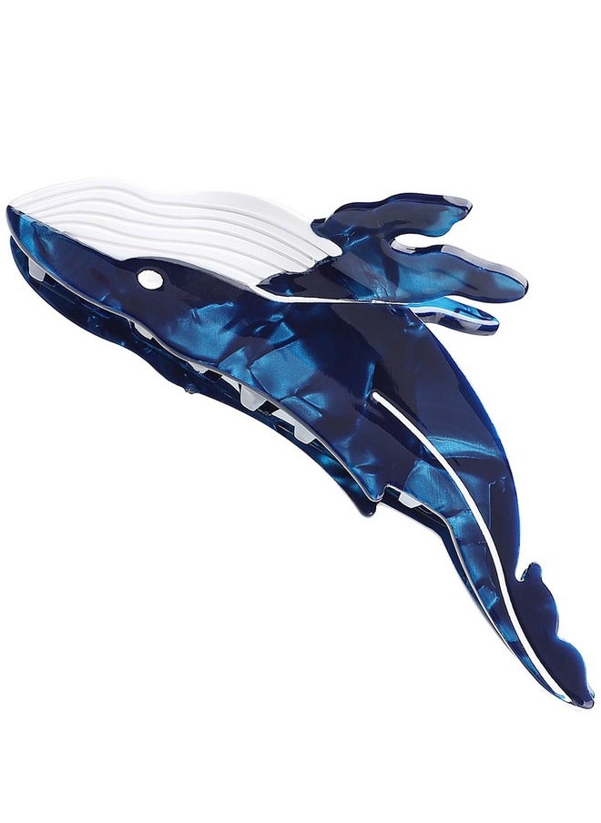 Noverlife Blue Whale Hair Clip Unique Whale Hair Claw Clip Fashion Hair Catch Barrette Hair Jaw Clamp Elegant Cellulose Acetate Hair Clip Ocean Animal Hair Accessory For Woman Thick & Thin Hair  - Image 1