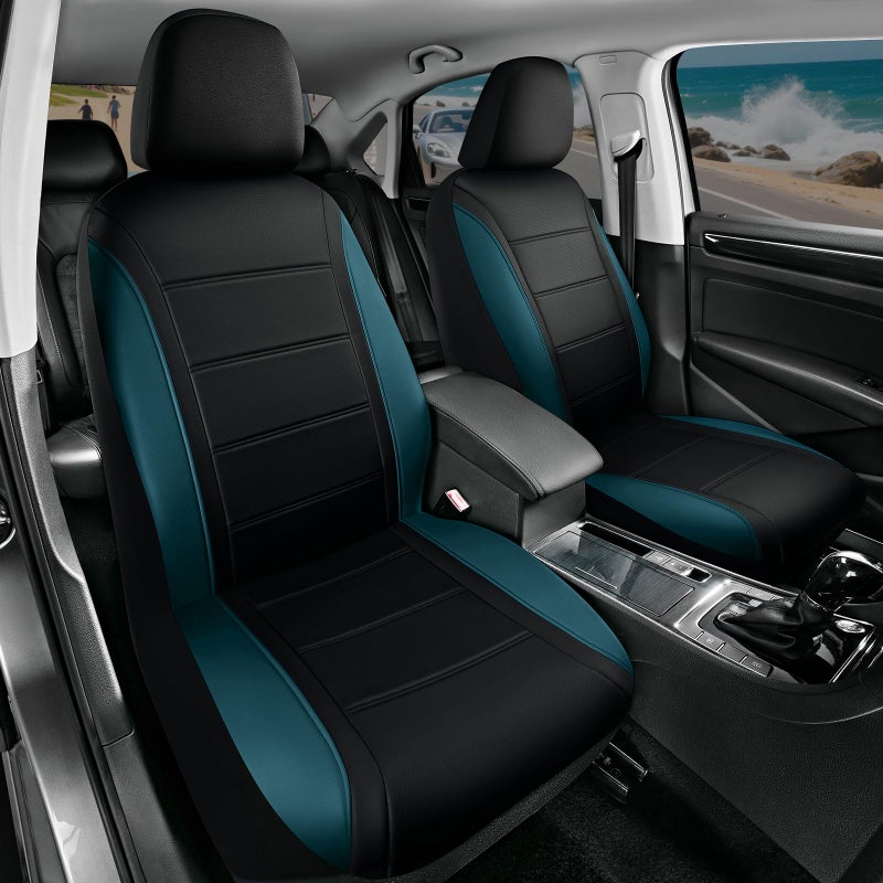 Road Comforts Leather Seat Covers, Breathable Car Seat Covers Front Seat for Men,Airbag Compatible, Automotive Seat Covers Set Universal Fit Most Cars,Vans,Truck,SUV - Image 2