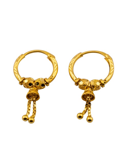 Bell Hoops 22K Gold Earrings