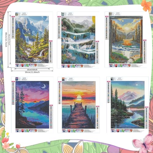 EWJRNSF 6 Pack 5D Diamond Painting Kits for Adults Landscape Diamond Arts Kits Diamond Art SetsGem Painting by Number Kits for Adults Beginners Home Wall Decor 118x157 Inches - Image 3