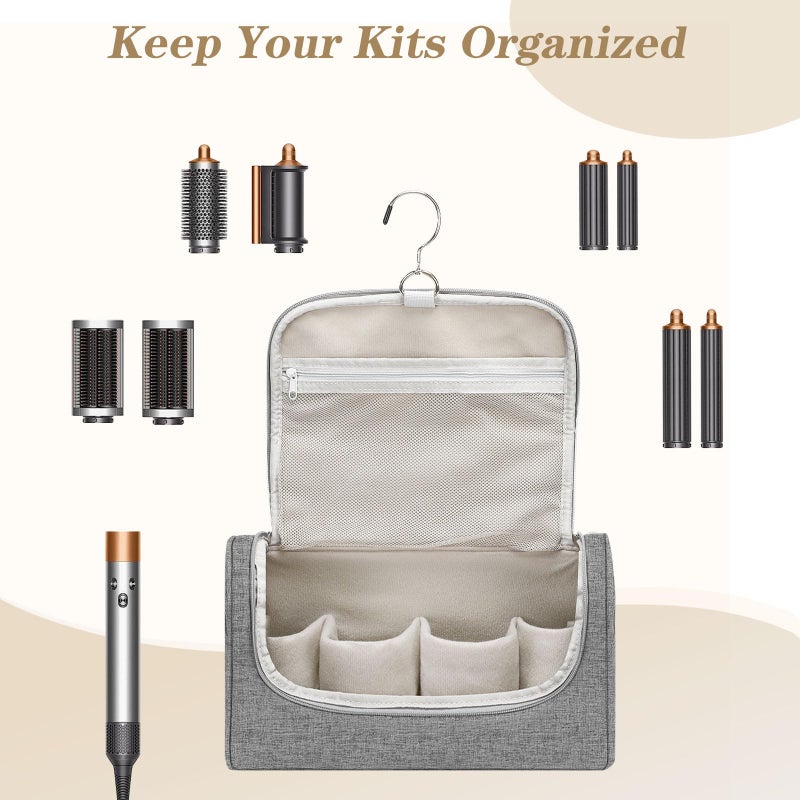 MOSISO Travel Carrying Case Bag Compatible with Dyson Airwrap Styler, Portable Storage Bag Organizer for Airwrap Styler and Attachments, Gray - Image 3