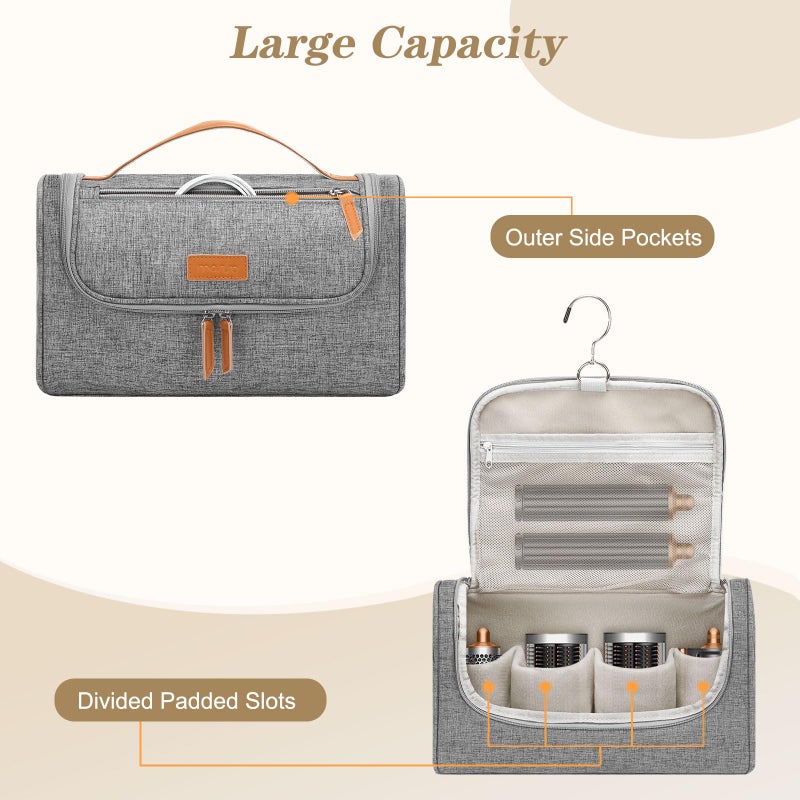 MOSISO Travel Carrying Case Bag Compatible with Dyson Airwrap Styler, Portable Storage Bag Organizer for Airwrap Styler and Attachments, Gray - Image 2