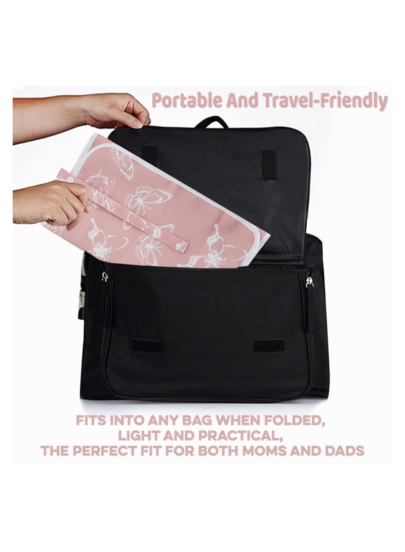 SOLARAE Portable Baby Changing Pad, Waterproof Foldable Travel Changing Mat for Toddlers, Baby, Newborns (Sweet Pink Butterfly) - Image 5