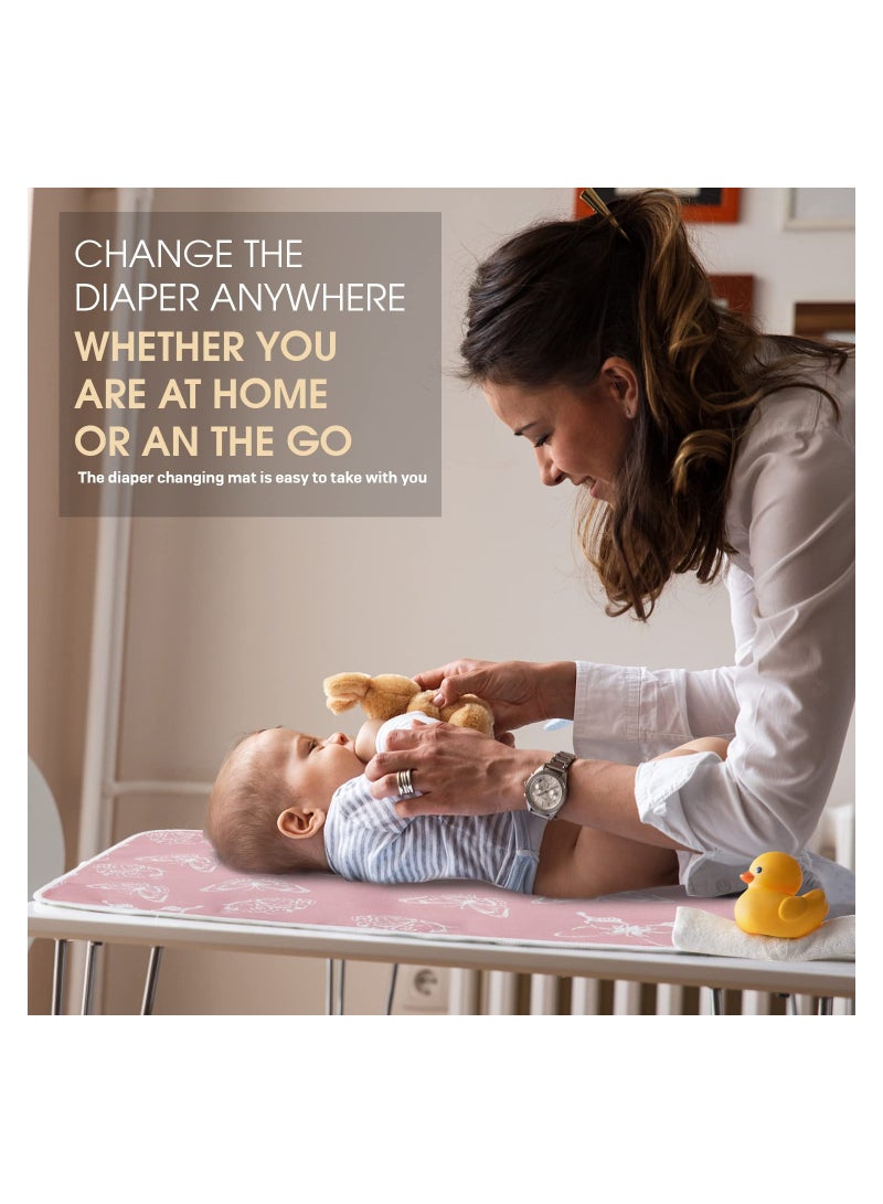 SOLARAE Portable Baby Changing Pad, Waterproof Foldable Travel Changing Mat for Toddlers, Baby, Newborns (Sweet Pink Butterfly) - Image 2