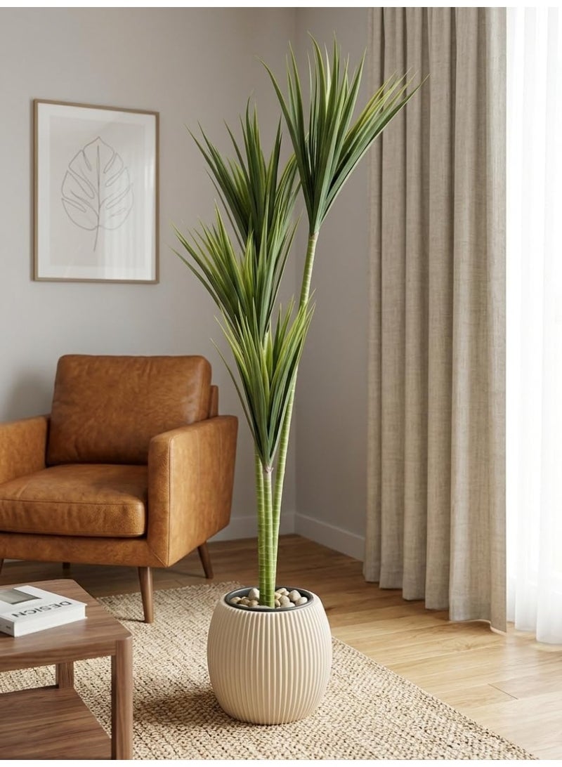 Dracaena 4 Trunk Tree A Realistic Indoor Decorative Tree in a Modern Pot for Living Room Office and Salon - Image 2