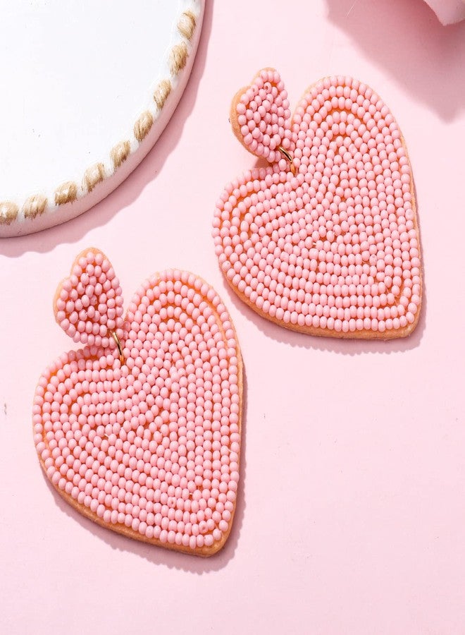 ARATLENCH Heart Earrings for Women Hypoallergenic Beaded Statement Dangle Earrings Boho Handmade Red Love Heart Bead Drop Dangling Earrings Valentine’s Day Earrings Jewelry Gift, beads, beads - Image 4
