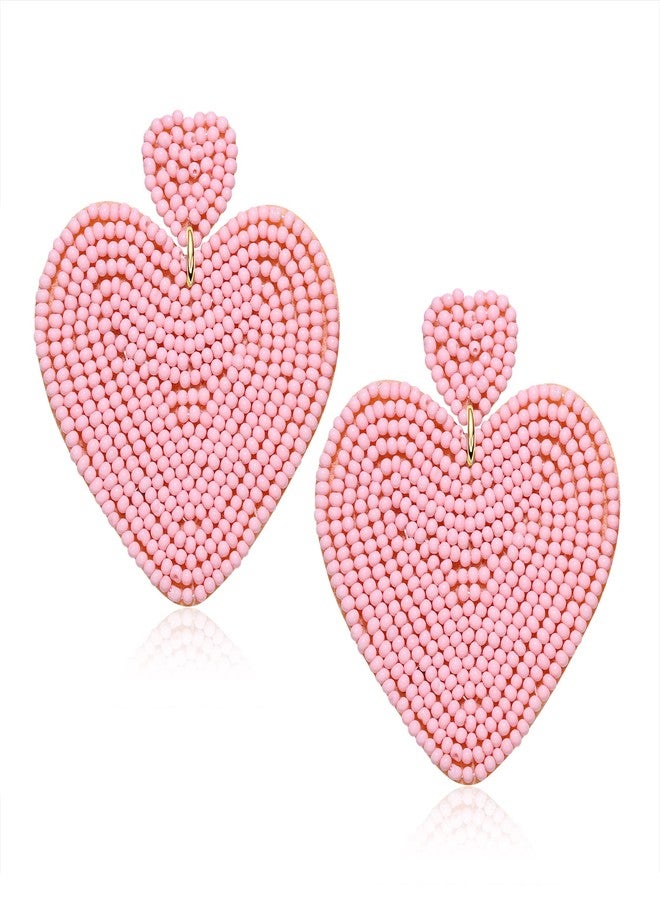 ARATLENCH Heart Earrings for Women Hypoallergenic Beaded Statement Dangle Earrings Boho Handmade Red Love Heart Bead Drop Dangling Earrings Valentine’s Day Earrings Jewelry Gift, beads, beads - Image 1