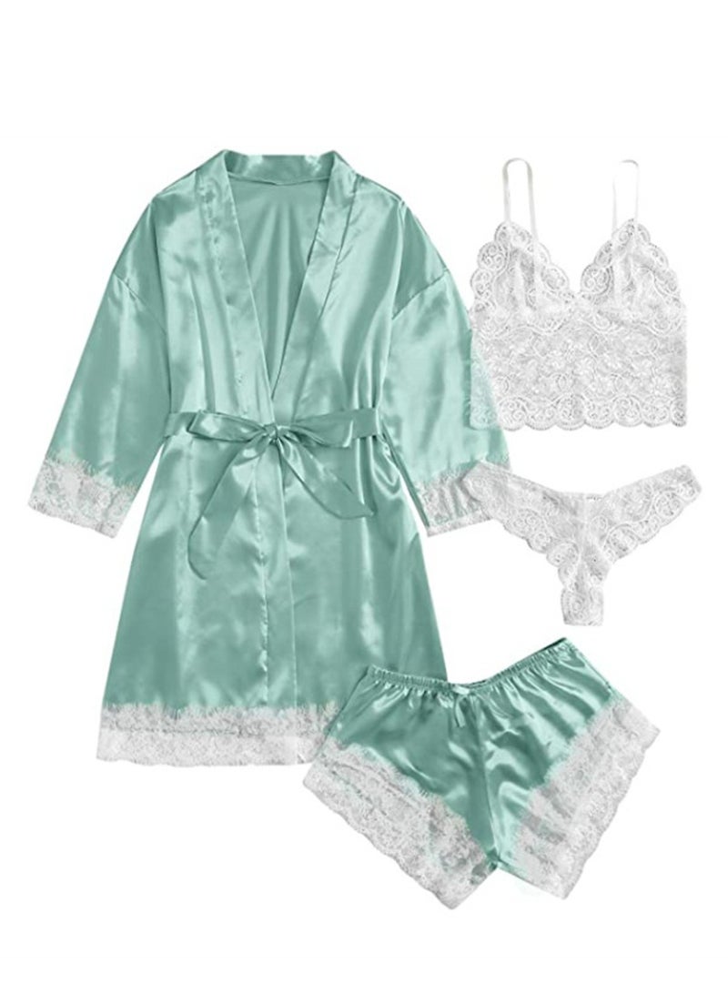 4pcs pajamas women's home pajamas lace pajamas set - Image 1