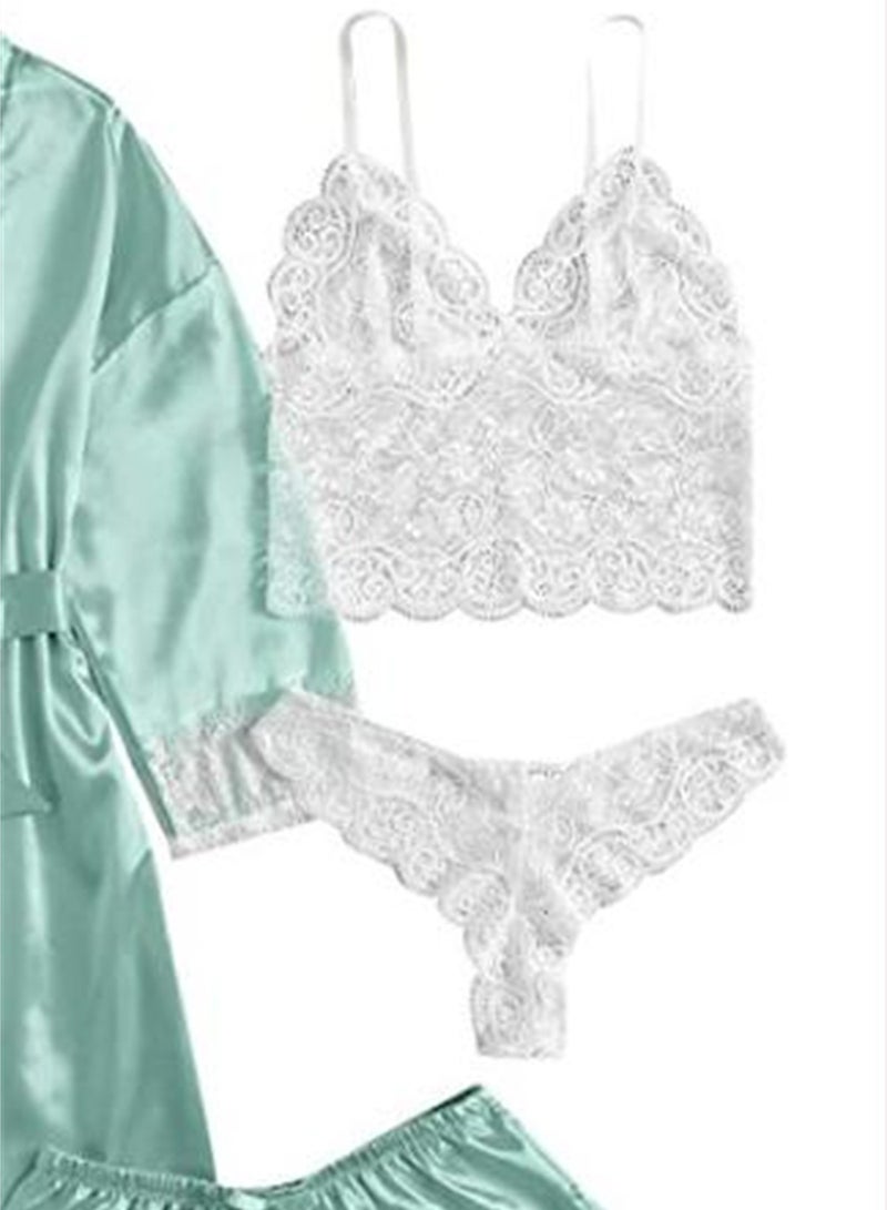4pcs pajamas women's home pajamas lace pajamas set - Image 3