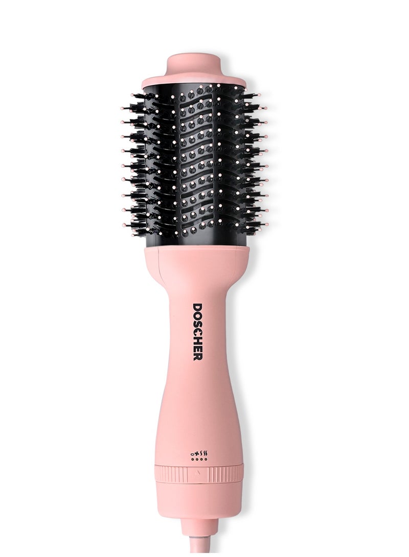 DOSCHER 1200Watt Hair Dryer Brush – 75mm Oval Hot Air Brush for Smooth, Frizz-Free Volume | Blow Dryer & Hair Styling Tool (Pink) - Image 1