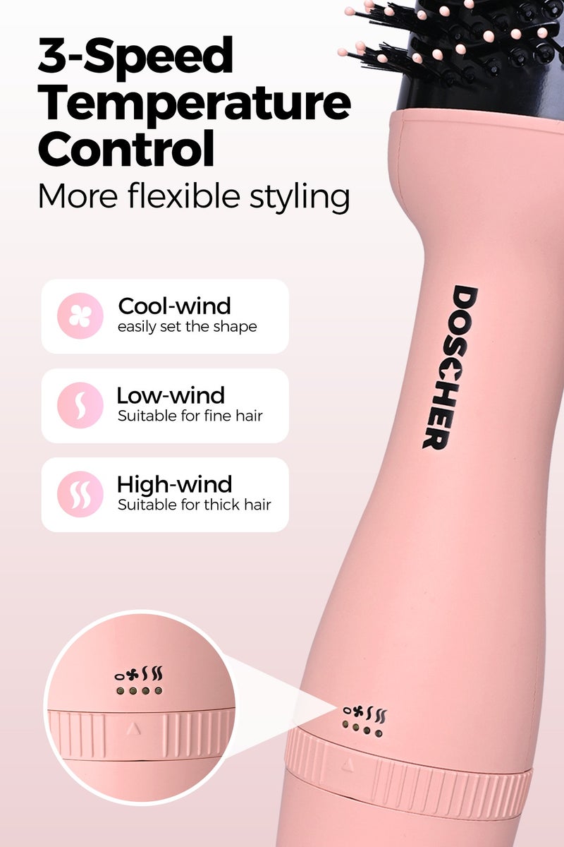 DOSCHER 1200Watt Hair Dryer Brush – 75mm Oval Hot Air Brush for Smooth, Frizz-Free Volume | Blow Dryer & Hair Styling Tool (Pink) - Image 5
