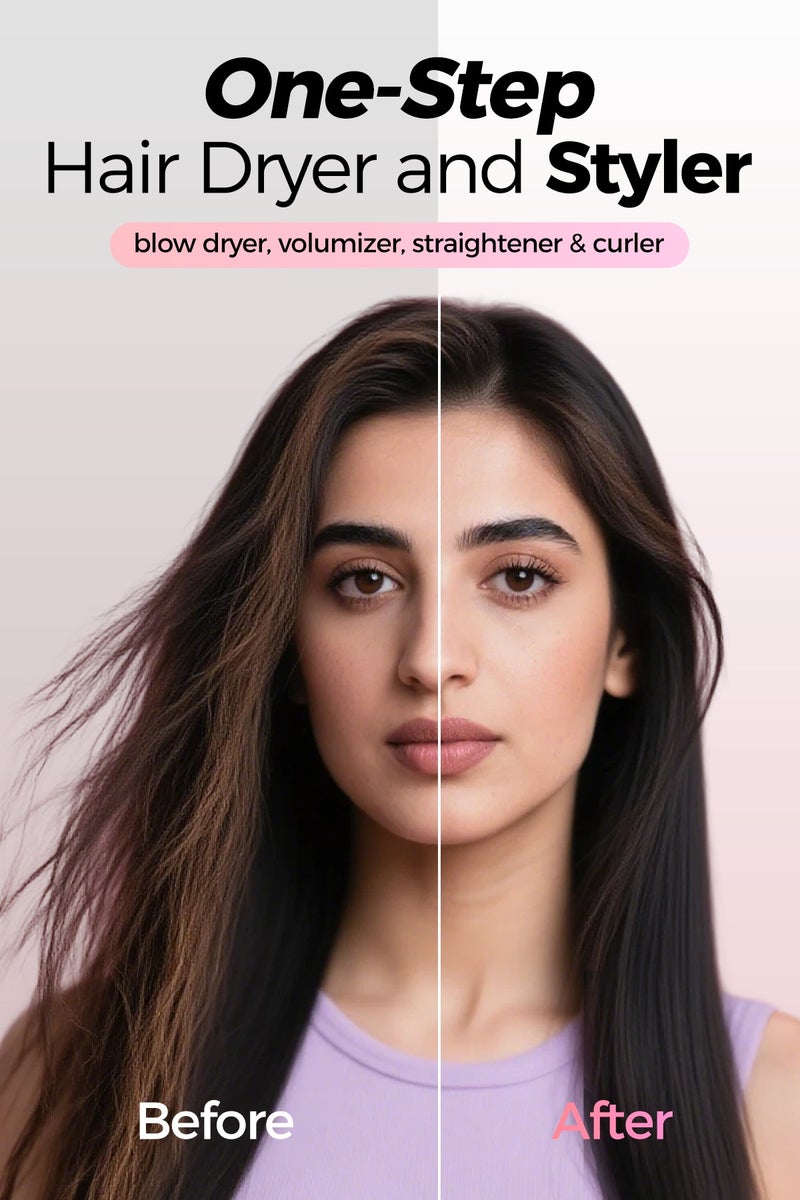 DOSCHER 1200Watt Hair Dryer Brush – 75mm Oval Hot Air Brush for Smooth, Frizz-Free Volume | Blow Dryer & Hair Styling Tool (Pink) - Image 2