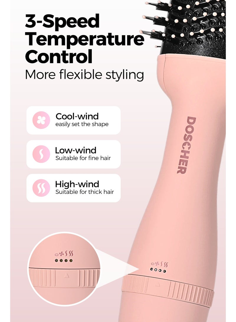 دوشر استشوار شعر 1200 واط– فرشاة تجفيف وتصفيف بيضاوية 75 مم لشعر ناعم وخالٍ من التجعد | مجفف شعر وأداة تصفيف (وردي) - Image 5