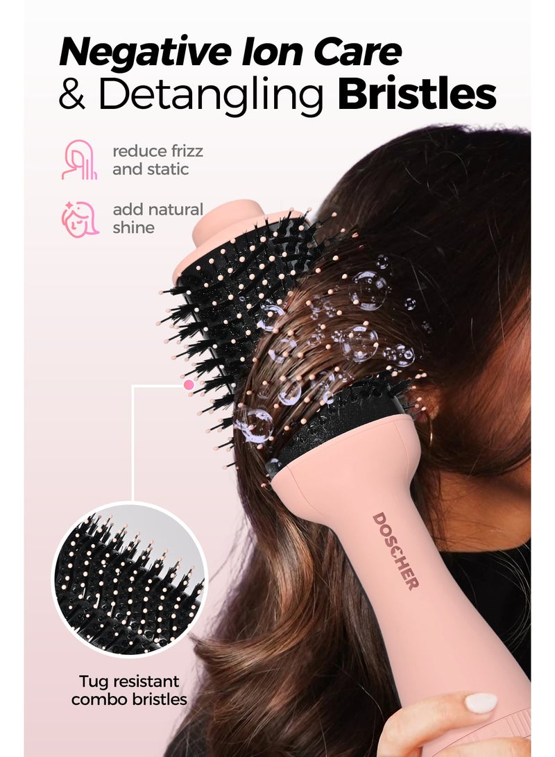 دوشر استشوار شعر 1200 واط– فرشاة تجفيف وتصفيف بيضاوية 75 مم لشعر ناعم وخالٍ من التجعد | مجفف شعر وأداة تصفيف (وردي) - Image 4