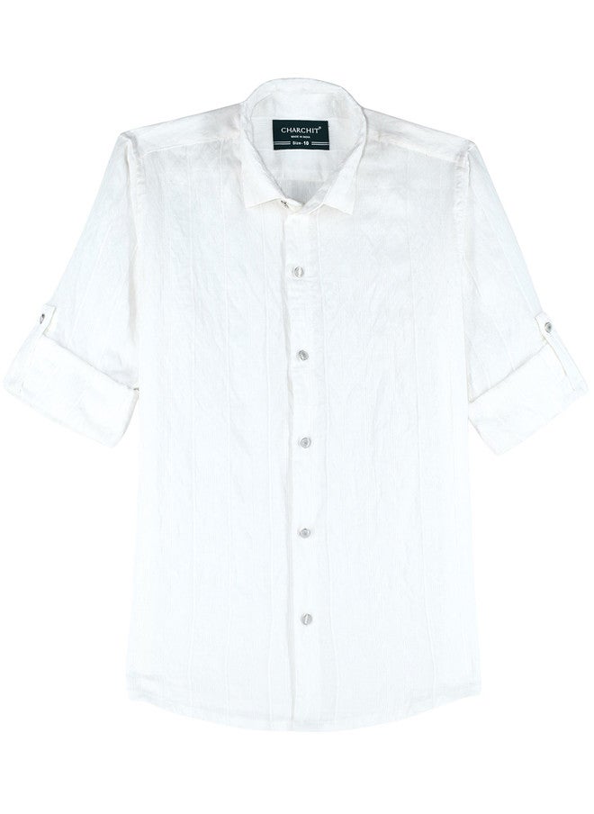 CHARCHIT Boys Comfort Textured Cotton Casual Shirt with T-Shirt - Image 2