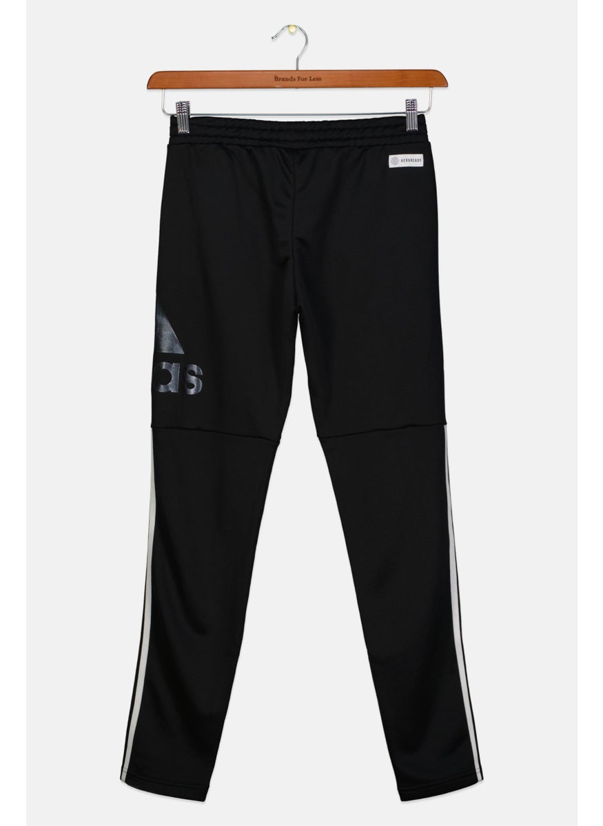 Adidas Kids Girl Slim Fit 9/10 Brand Logo Sweatpants, Black  - Image 2