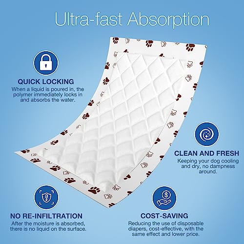 MICOOYO Dog Diaper Liners, Dog Diaper Pads, Disposable Dogs Booster Pads for Puppy, Belly Band Dogs Diapers Liners Male Doggie Diapers Inserts (Paws, XL, 25Count) - Image 2