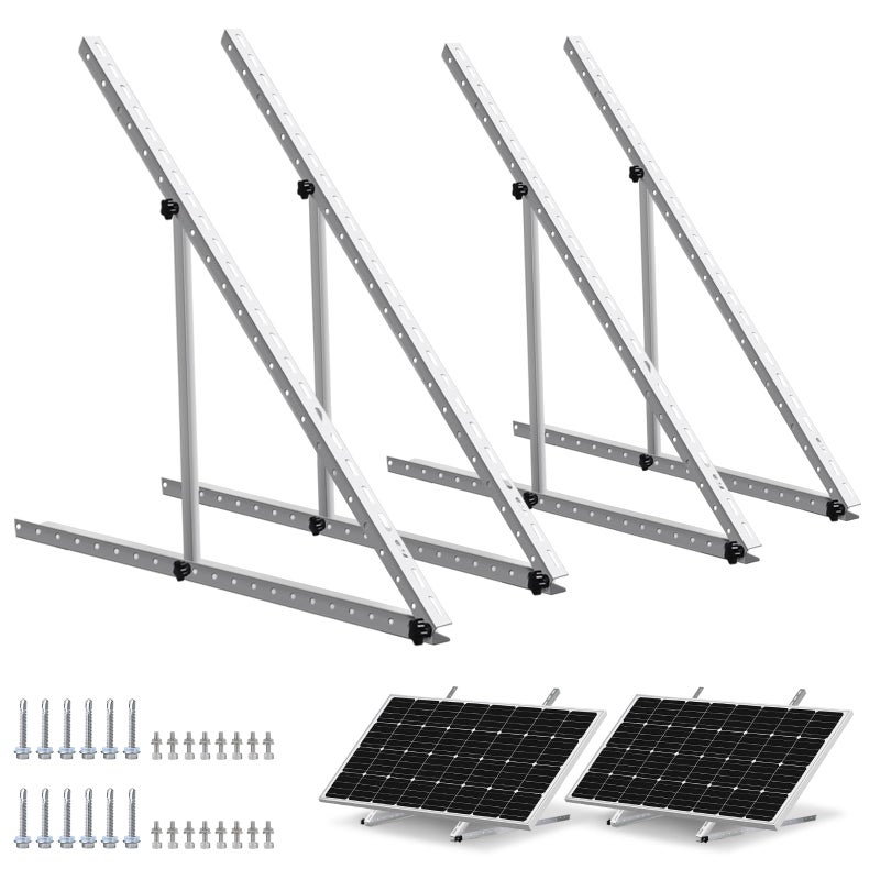 ECO-WORTHY 2 Sets 45inch Solar Panel Mount Brackets Adjustable Tilt Mount Brackets, Suitable for 2-4pcs 100 200 300 400 Watt Solar Panel for Roof, RV, Boat, and Off-Grid - Image 1