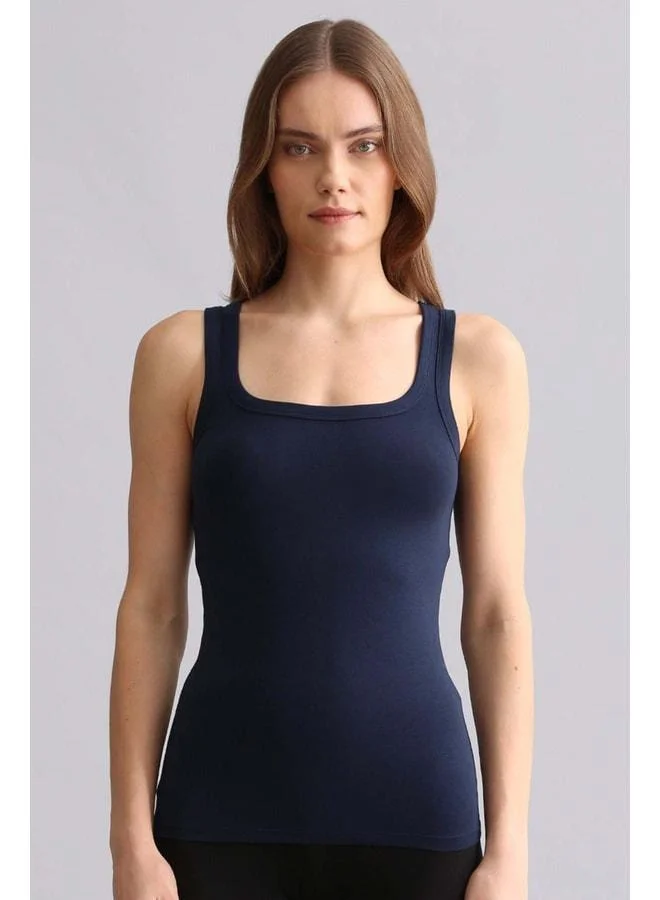 Aytuğ Corn Modal by TENCEL U HELEN Thick-Strap Long T-Shirt / Navy Blue Tank Top.