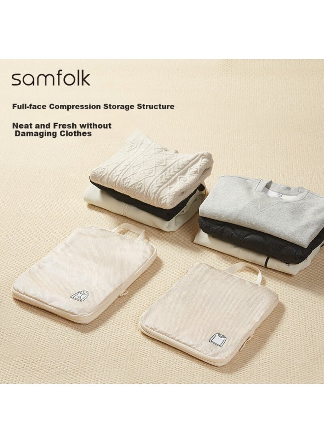Samfolk Travel Storage Bag Luggage Clothes Compression Packing Organizer Bag For Business Trip Travel Sock Storage White Small Size - Image 2