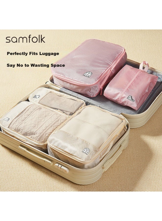 Samfolk Travel Storage Bag Luggage Clothes Compression Packing Organizer Bag For Business Trip Travel Sock Storage White Small Size - Image 4