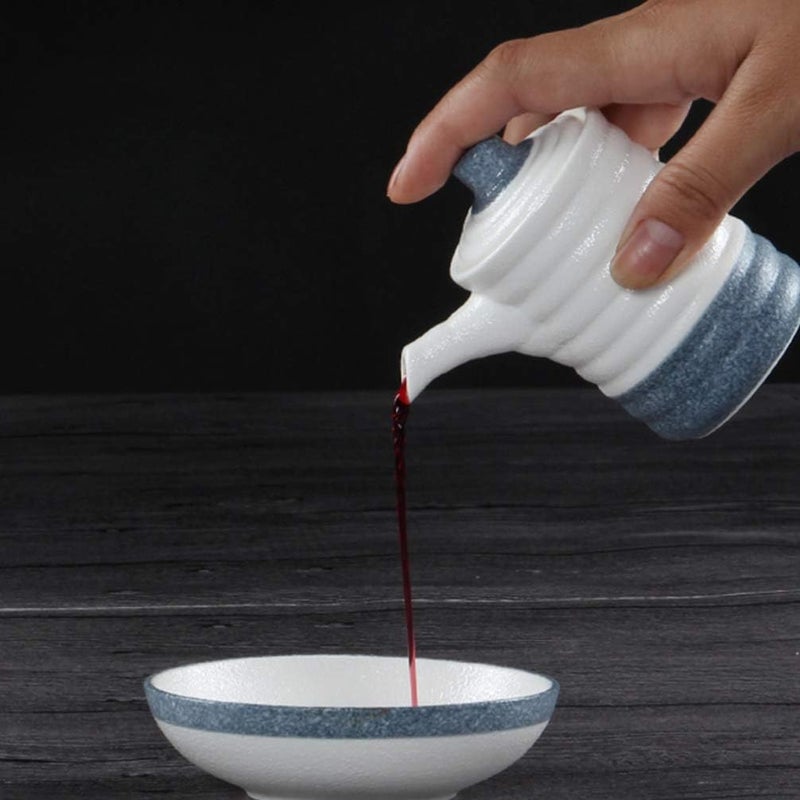 comfrt Ceramic Vinegar Bottle Japanese Soy Sauce Dispenser Bottle Oil Jar Syrup Dispenser Condiment Containers for Home Restaurant Kitchen - Image 5