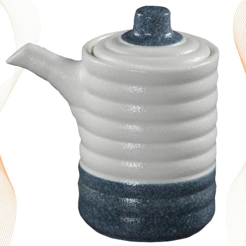 comfrt Ceramic Vinegar Bottle Japanese Soy Sauce Dispenser Bottle Oil Jar Syrup Dispenser Condiment Containers for Home Restaurant Kitchen - Image 3