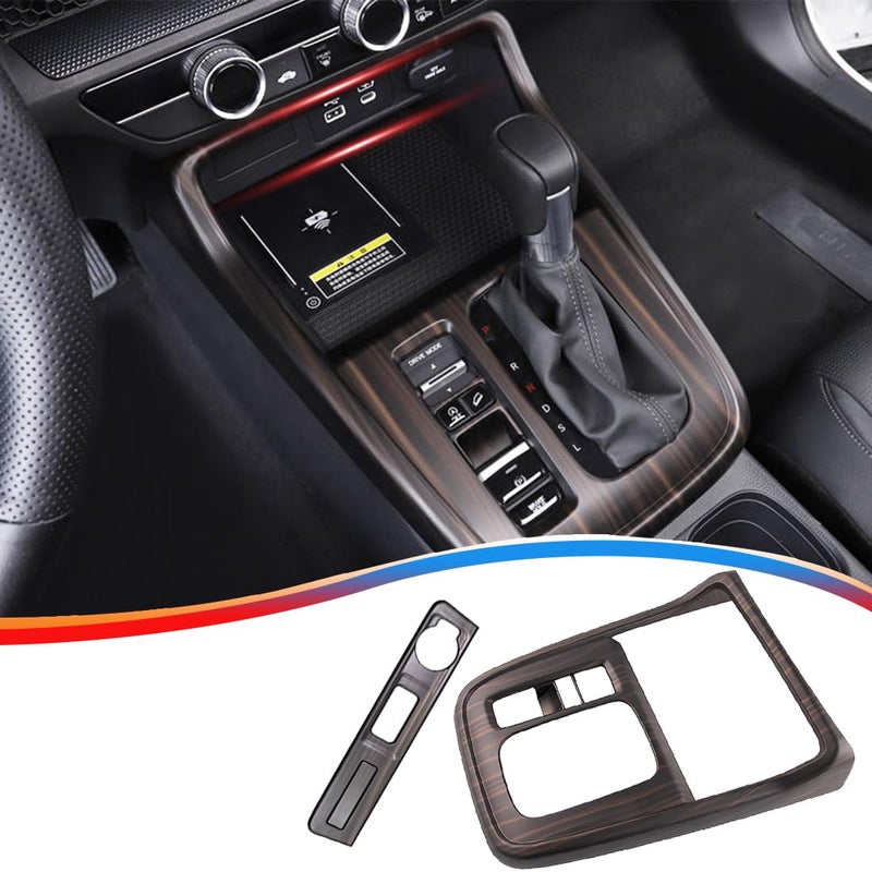 MUXEE 2PCS إطار وحدة التحكم المركزية غطاء لوحة تغيير السرعة لسيارة هوندا CRV CRV 2023 2024 2025 2026 ملحقات داخلية من خشب ABS