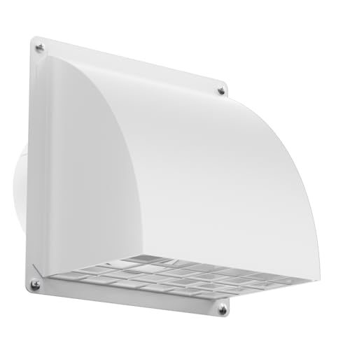HG Power 4 Inch Dryer Vent Cover Outside, HG Power Metal Exterior Vent Cover with Removable Screen & Cushioned Non-Return Flap, Air Wall Vent for House, Range Hood, AC, Opening Diameter: 3.81" White - Image 1