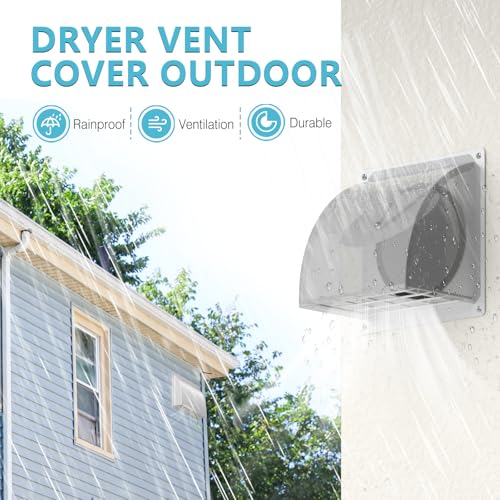 HG Power 4 Inch Dryer Vent Cover Outside, HG Power Metal Exterior Vent Cover with Removable Screen & Cushioned Non-Return Flap, Air Wall Vent for House, Range Hood, AC, Opening Diameter: 3.81" White - Image 2
