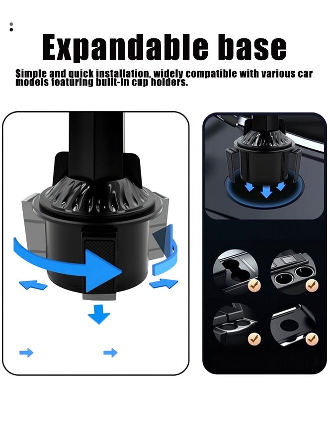 Super ZYouth 4-in-1 Car Cup Holder Tray Adjustable Food Table Tray for Car with 360° Rotatable Phone Holder - Image 4