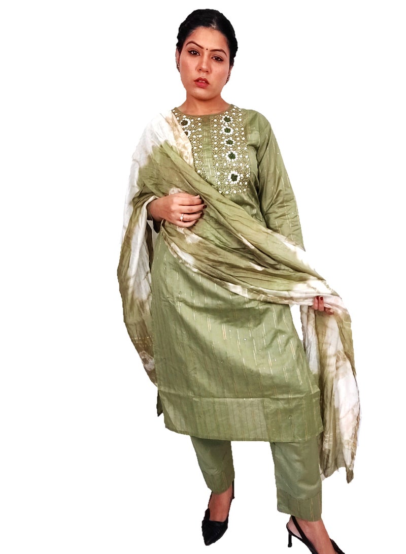 PRIYA’S PANACHE PRIYA’S PANACHE Women Kurti with Dupatta and Palazzo Set | Ladies Top Kurta Kameez Salwar Suit Bottom Pant | Ethnic Indian Pakistani Party Dress | Traditional Festival Ready to Wear  - Image 3