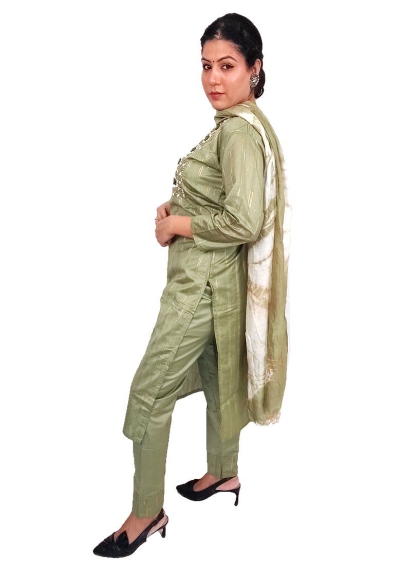 PRIYA’S PANACHE PRIYA’S PANACHE Women Kurti with Dupatta and Palazzo Set | Ladies Top Kurta Kameez Salwar Suit Bottom Pant | Ethnic Indian Pakistani Party Dress | Traditional Festival Ready to Wear  - Image 4