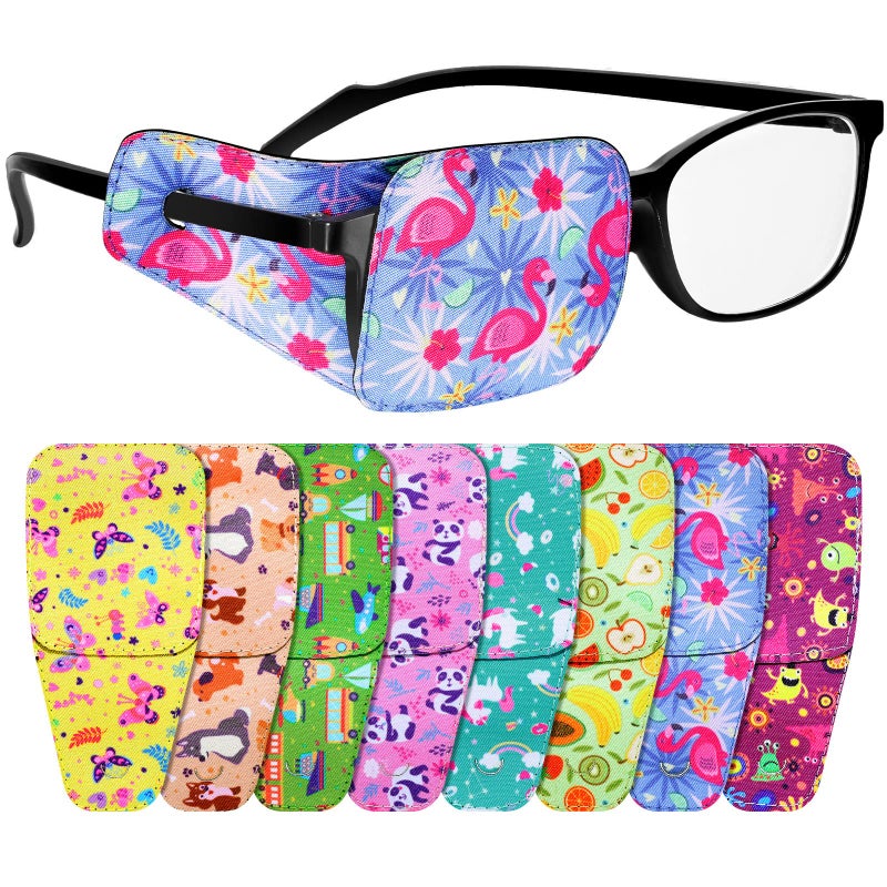 Treela 8 Pcs Eye Patches for Kids, Eyepatch for Glasses to Cover Either Eye Cartoon Eye Patching Fabric Patch for Kids Boys Girls(Cute Style)  - Image 1