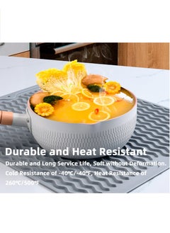 Teuuea 3PCS Silicone Dish Drying Mat, Food Grade Draining Mat, Anti Slip BPA Free Heat Resistant Dishwasher Safe Kitchen Counter Insulating Dining Mat for Plates Utensils Baby Bottles, 40x30CM (Grey)  - Image 3