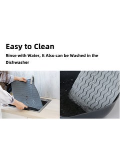 Teuuea 3PCS Silicone Dish Drying Mat, Food Grade Draining Mat, Anti Slip BPA Free Heat Resistant Dishwasher Safe Kitchen Counter Insulating Dining Mat for Plates Utensils Baby Bottles, 40x30CM (Grey)  - Image 5