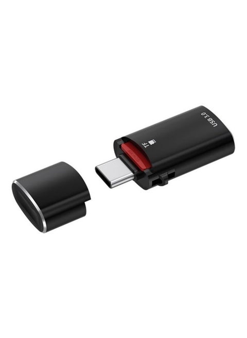 JS-72 USB Drive 2 in 1 Card Reader High-Speed USB 3.0 Converter USB-C/Type-C OTG Adapter(Black)