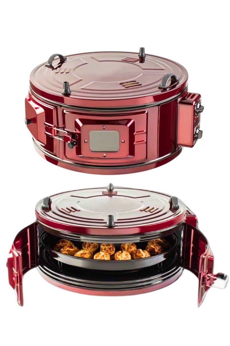 ARTC ARTC 32L Electric Turkish Round Oven – 1050W Roaster & Toaster with Thermostat & Timer | Insulated Aluminum Material Multi-Function Baking Oven & Cooker for Chicken, Bread, Pizza, Cakes, Frying, Roasting, Grilling, Broiling, Browning, Defrosting, Heating  – Red Portable Countertop Cooker with 3-Pin Plug - Image 3