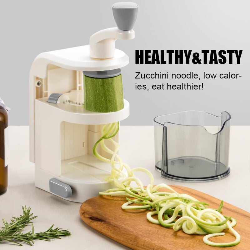 Badelite Vegetable Spiralizer 4-IN-1 Rotating Blade Veggie Spiralizer Zucchini Noodle Maker with Strong Suction Cup Spiral Vegetable Cutter Slicer - White - Image 4