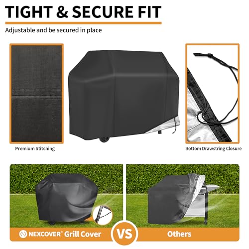 NEXCOVER Grill Cover, BBQ Cover 55 inch,Waterproof BBQ Grill Cover,Fade Resistant Gas Grill Cover, Barbecue Grill Covers, Fits Grill of Weber, Brinkmann, Nexgrill, Black Grill Cover for Outdoor Grill. - Image 3