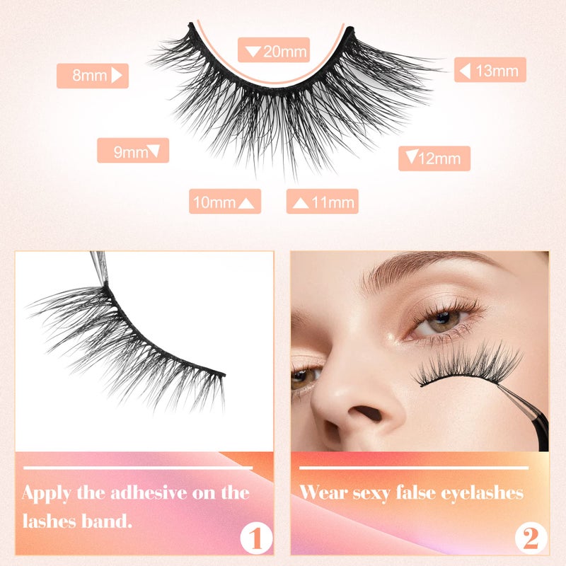 Newcally Half Lashes Mink Natural Cat Eye Wispy False Eyelashes 3D Volume Strip Fake Eyelashes Accent Corner 3/4 Eye Lashes DIY Cluster Faux Mink Half Eyelashes 14 Pairs - Image 3