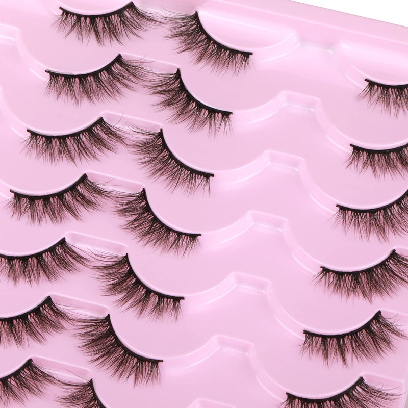 Newcally Half Lashes Mink Natural Cat Eye Wispy False Eyelashes 3D Volume Strip Fake Eyelashes Accent Corner 3/4 Eye Lashes DIY Cluster Faux Mink Half Eyelashes 14 Pairs - Image 2