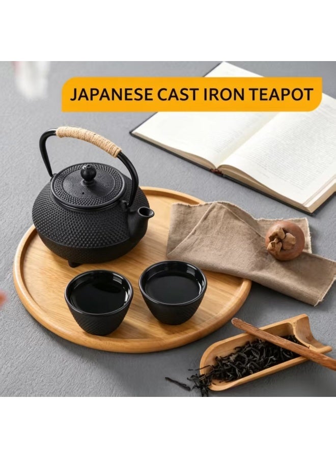 900ml Dotted Cast Iron Teapot with Stainless Steel Infuser and Hemp Rope Handle - Image 4