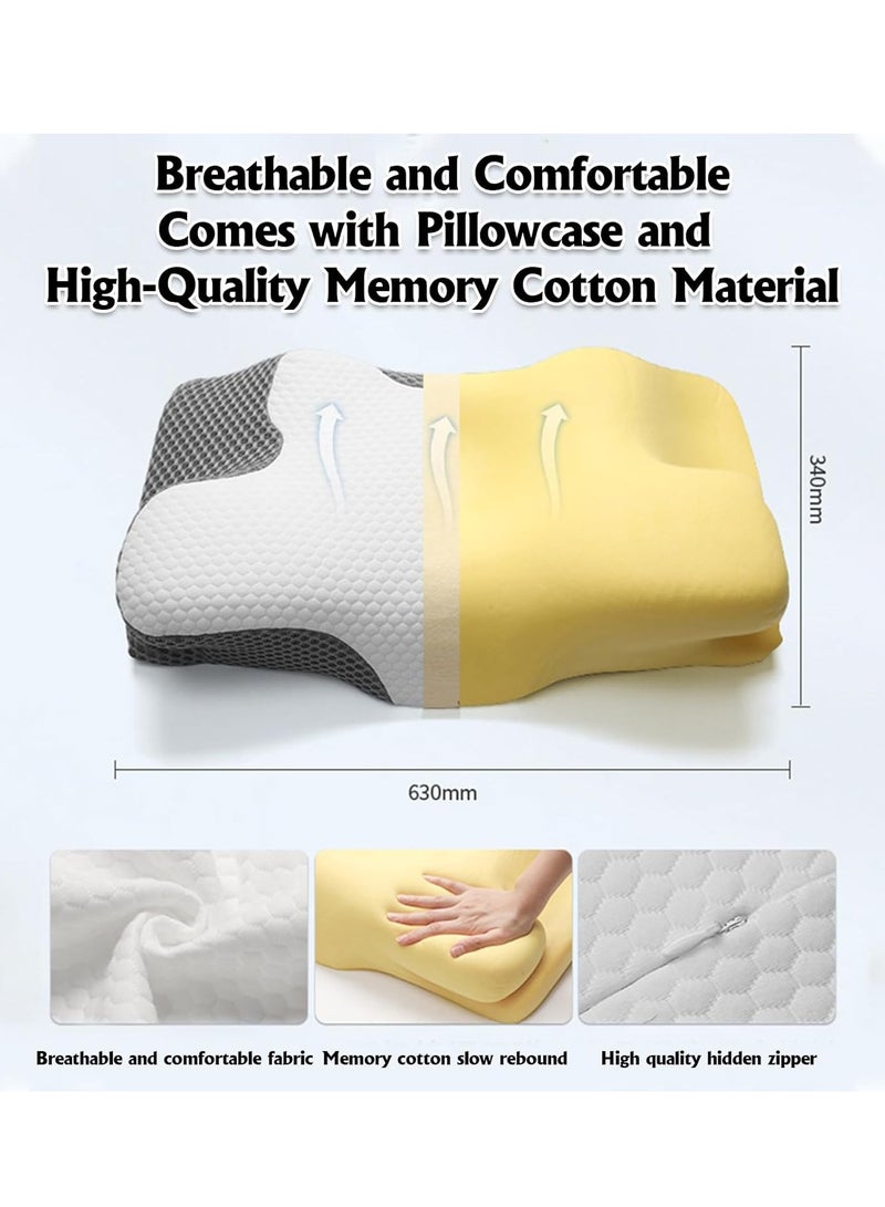 Cervical Memory Foam Pillow, Sleeping Pillow Neck Pillow, Ergonomic Orthopedic Neck Support Cervical Pillow, Suitable For Relieving Shoulder And Neck Pain 60*34*13  - Image 2